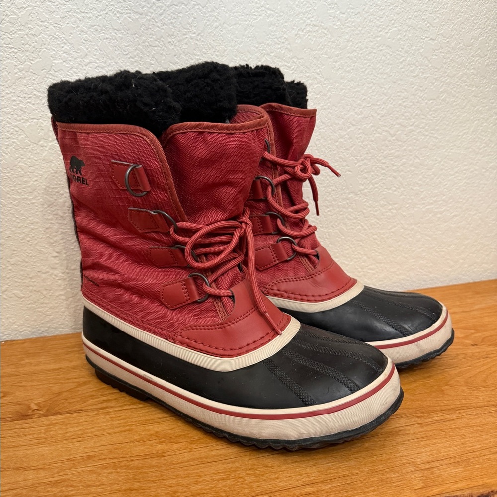 Sorel Red and Black Winter Boots